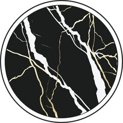 Luxury Black Marble Texture Golden Cracks Vector Background EPS10