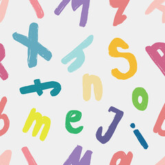 Hand drawn alphabet letters seamless pattern. Vector sketch illustration in vintage crayon charcoal style. Children clothes print design, textile, wallpaper, wrapping paper