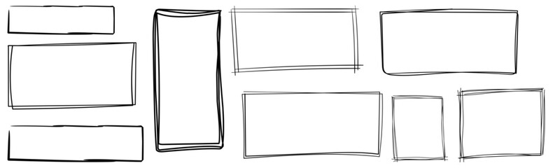 Hand drawn sketch frame vector. Simple doodle rectangle pencil frame border shape. Vector illustration