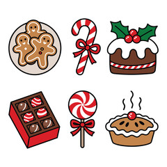 Christmas Treat Clipart Set with White Background Holiday Candy Cake Cookie Graphics