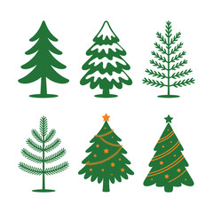 Christmas Tree Clipart Set Holiday Illustrations with White Background