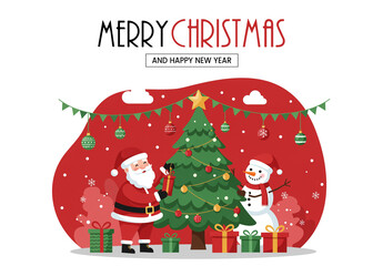 Merry Christmas and Happy New Year Template Flyer Design Card