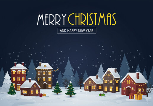 Merry Christmas and Happy New Year Template Flyer Design Card - Powered by Adobe