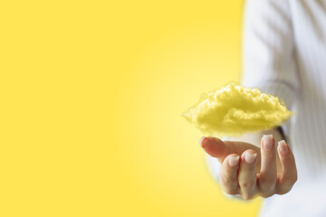 Innovative hand showcases imaginary cloud technology.