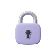 A purple padlock isolated on transparent background, used for security and protection against unauthorized access