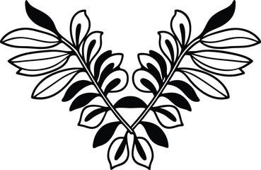 Botanical Leaves Line Art Vector Illustration