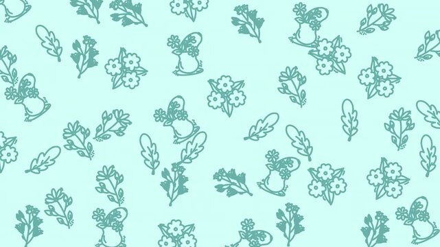 Soft mint seamless pattern with sketch-style flowers and leaves. Great for feminine, nature-inspired, and eco-friendly design projects.