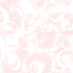 Seamless watercolor texture. Pattern with bubble cirlce shape lines. Stylish gentle hand drawing white background