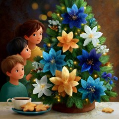 New Year's preparations in the family circle. Generative AI