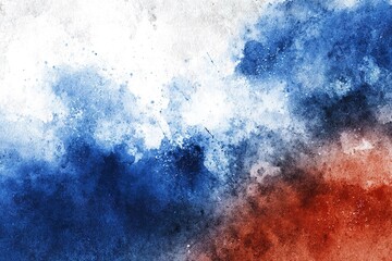 Fototapeta premium Abstract watercolor design featuring vibrant blue, white, and red colors in sweeping brush strokes and textures