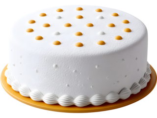 White cake mock up with minimal decoration isolated on transparent background, perfect for bakery, celebration, and wedding design visuals.