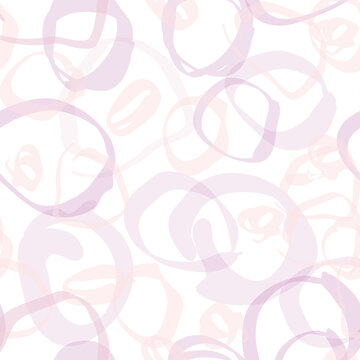 Seamless watercolor texture. Pattern with bubble cirlce shape lines. Stylish gentle hand drawing white background