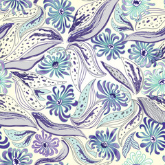 Floral seamless pattern. Flower background. Flourish garden texture with flowers.