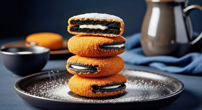 Decadent Deep Fried Oreos Luxurious Golden Crunch Powdered Sugar