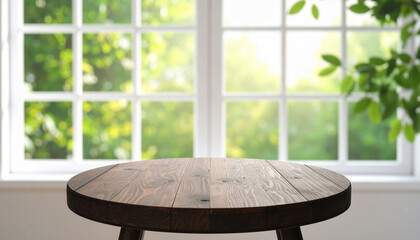 Wooden Table with Window Background