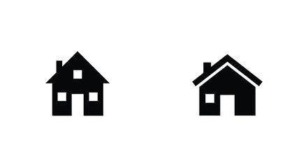Simple black house icons displayed side by side on a white background