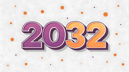 2032 numbers with purple and orange gradient and scattered dots