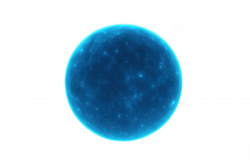 Blue glowing energy sphere with fractal patterns, abstract digital art representing futuristic technology