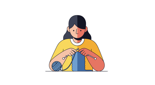 A person practicing knitting or crafting, focusing on tangible creation