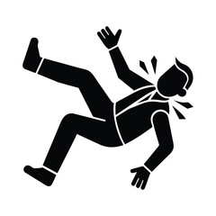 Man Slipping Accident Pictogram Isolated on White Background