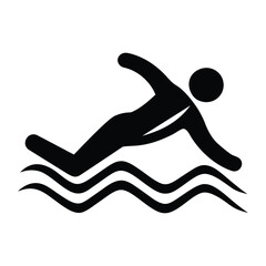 Man Swimming Vector Pictogram Isolated on White Background