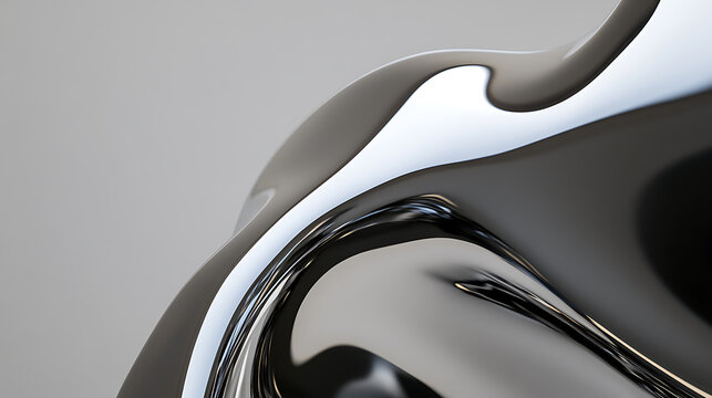 Abstract waves of polished chrome undulate in a fluid, curvilinear dance of light and shadow, showcasing seamless transitions and refined artistry.
