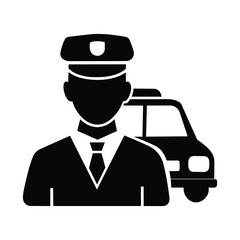 Taxi Driver Pictogram Isolated on White Background