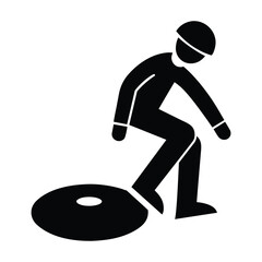 Worker with Foot Stuck in Hole Pictogram Isolated on White Background