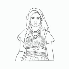 Elegant Traditional Indian Woman Adorned in Exquisite Cultural Attire with Intricate Jewelry and Graceful Headscarf