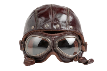 Vintage leather motorcycle helmet with goggles (1)
