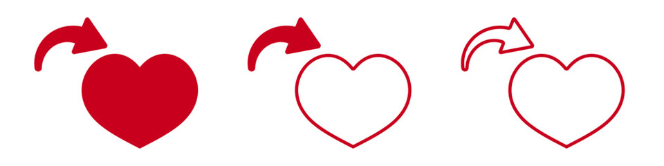 Red and white hearts with arrows indicating rotation.