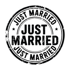 Just married stamp circular design
