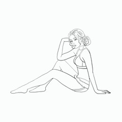 Graceful and Elegant Woman in Exquisite Stylish Lingerie Pose Sitting with Poise, Sophistication, and Timeless Beauty