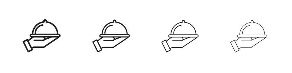 Hand holding tray icon outline vector. outline icons collection.