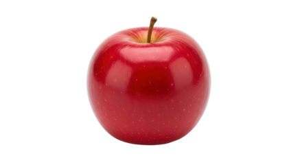 Isolated Red Delicious apple with stem for healthy eating or diet against bright backdrop