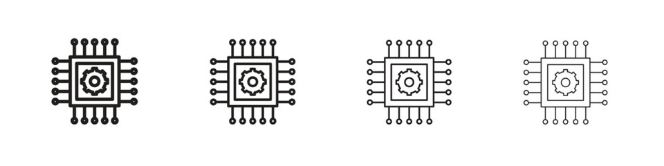 AI chip icon outline vector. outline icons collection.