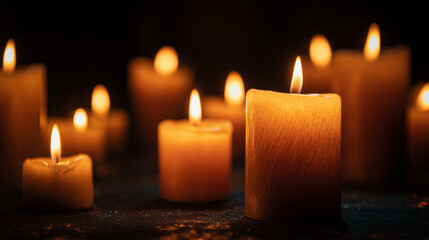burning candles in the dark