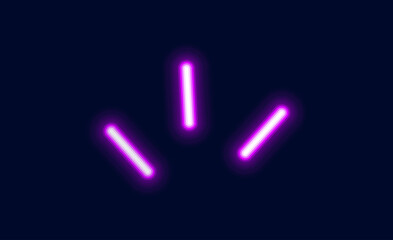 A composition of three bright glowing neon lines a modern abstract element for technological or digital art and design.