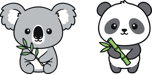 Cute Koala Panda Duo