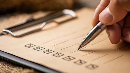 Hand Checking Boxes on Clipboard Checklist