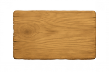 Wood plank sign board with natural oak grain texture, empty template, message space with transparent background