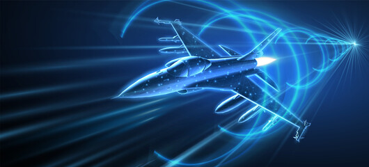 Fighter jet. Military aircraft, Aerospace innovation, AI in Air defense, Bomber plane, Space force, Stealth Fighter Technology, Jet Hypersonic Engines, Advanced Sensor Fusion, Army aviation concept

