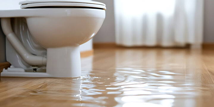 Bathroom leak causing water damage. Damaged floors and potential structural issues. Act quickly to prevent further problems and costly repairs.