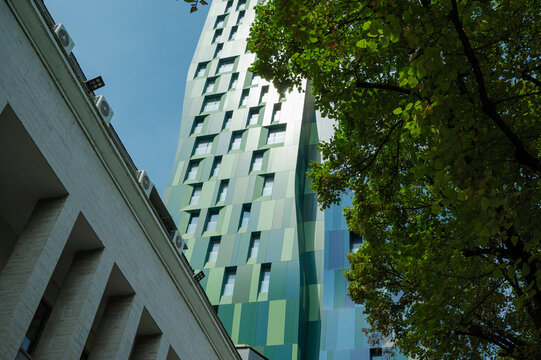 View of 4Ever Green Tower alias Alban Tower / Forever Green in Tirana, Albania in 8 September 2025.