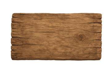Rustic wood sign showing aged timber texture and natural grain, empty wooden board on transparent background