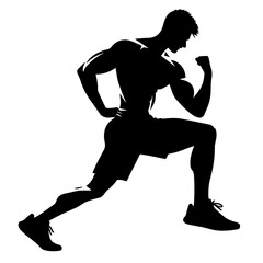 black and white vector silhouette of gym person