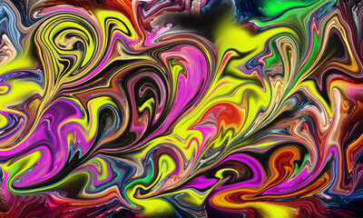 Vibrant psychedelic abstract swirls of color and light