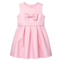 Obraz premium A sleeveless pink dress for a young girl with a bow and pleated skirt, isolated