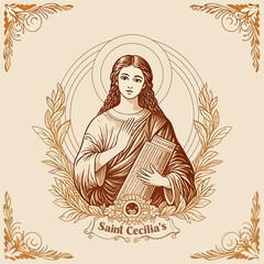 Cecilias saint day, vector art illustration.