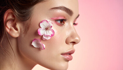 Wiosenny makijaż kwiaty modelka